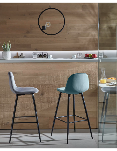 Taburete Nolite terciopelo turquesa altura 65 cm - Kave Home