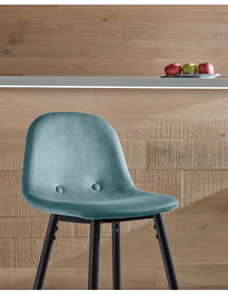 Taburete Nolite terciopelo turquesa altura 65 cm - Kave Home