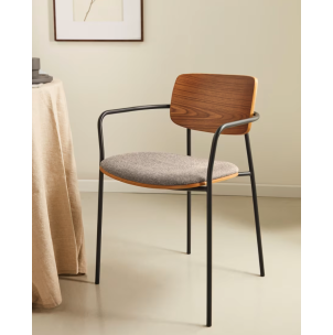 Silla Maureen chapa de nogal natural/metal negro - Kave Home 2