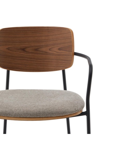 Silla Maureen chapa de nogal natural/metal negro - Kave Home