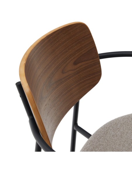 Silla Maureen chapa de nogal natural/metal negro - Kave Home
