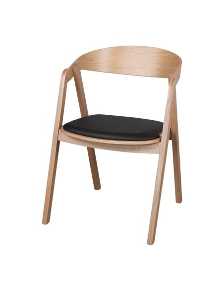 Silla con Brazos FRANKY, Roble Natural / PU Negro - Vackart