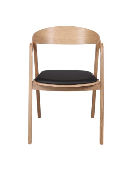 Silla con Brazos FRANKY, Roble Natural / PU Negro