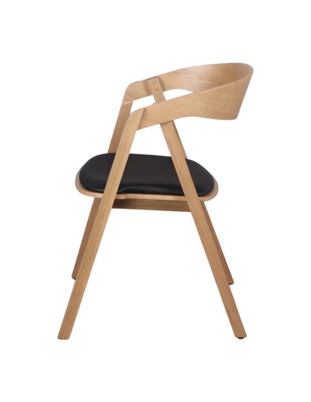 Silla con Brazos FRANKY, Roble Natural / PU Negro