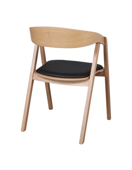 Silla con Brazos FRANKY, Roble Natural / PU Negro