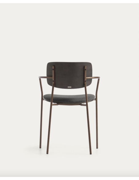 Silla Maureen chapa fresno acabado oscuro/metal latón - Kave Home