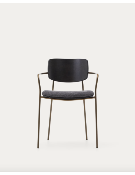 Silla Maureen chapa fresno acabado oscuro/metal latón - Kave Home