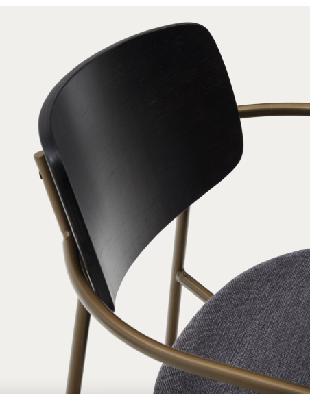 Silla Maureen chapa fresno acabado oscuro/metal latón - Kave Home