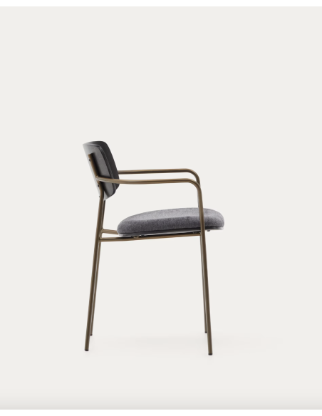 Silla Maureen chapa fresno acabado oscuro/metal latón - Kave Home