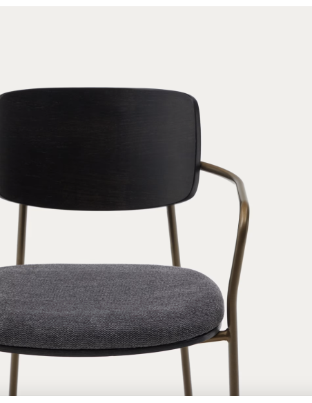 Silla Maureen chapa fresno acabado oscuro/metal latón - Kave Home