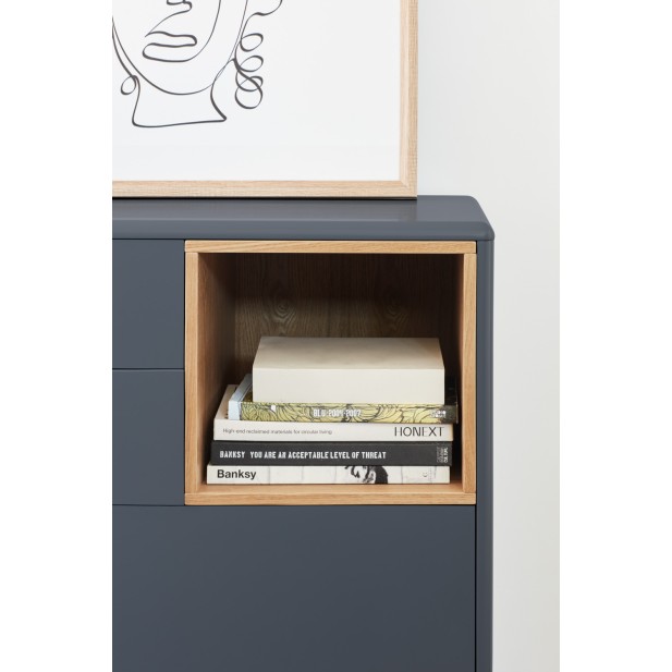 Cómoda CORVO 90x40 cm, DM Gris Antracita / Roble - Teulat