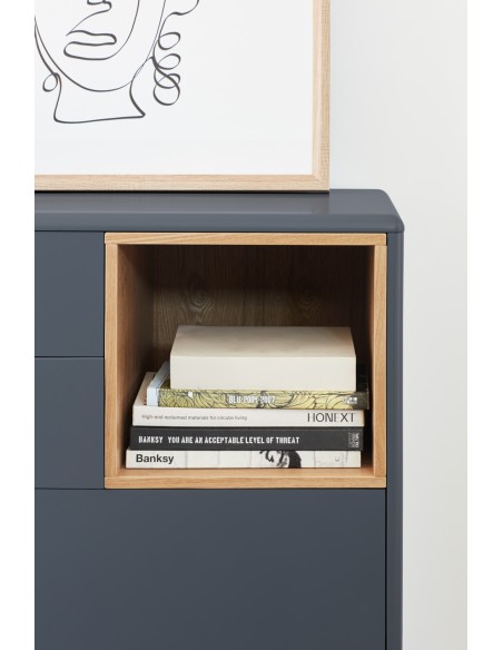 Cómoda CORVO 90x40 cm, DM Gris Antracita / Roble - Teulat