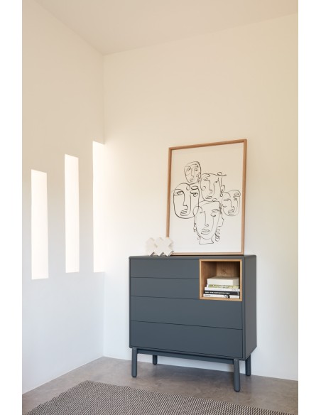 Cómoda CORVO 90x40 cm, DM Gris Antracita / Roble - Teulat