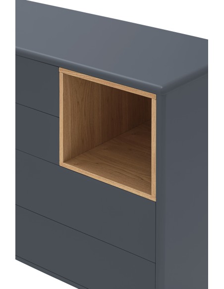 Cómoda CORVO 90x40 cm, DM Gris Antracita / Roble - Teulat