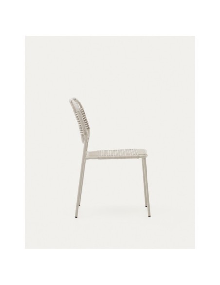Silla de exterior apilable Talaier de cuerda sintética y acero galvanizado acabado beige - Kave Home