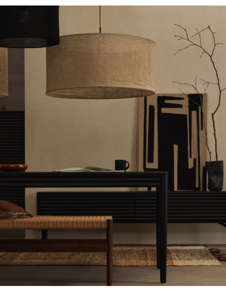 Pantalla para lámpara de techo Mariela de lino con acabado beige Ø 80 x 40 cm - Kave Home