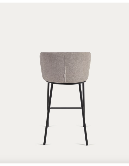 Taburete Ciselia 65 cm chenilla marrón claro/acero negro - Kave Home