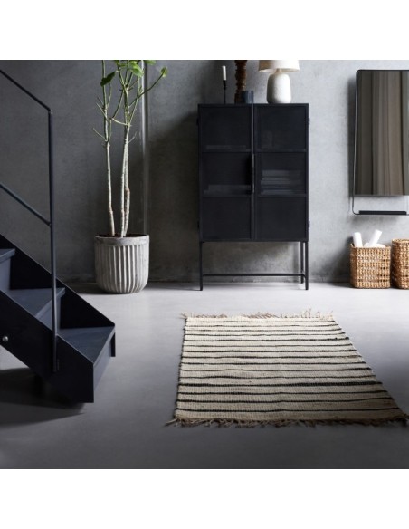 Alfombra HDSIMA 200x90 cm, Yute Negro / Natural - House Doctor