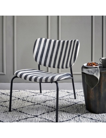 Sillón HDLONGA, Metal / Textil Negro / Blanco Roto - House Doctor