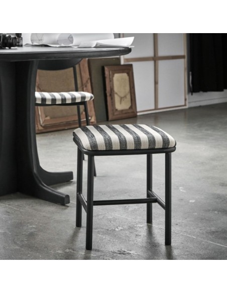 Taburete Bajo HDTODA, Textil Negro / Blanco Roto / Metal - House Doctor