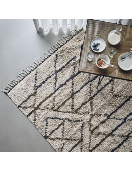 Alfombra HDINDI 200x140 cm, Algodón Blanco Roto - House Doctor