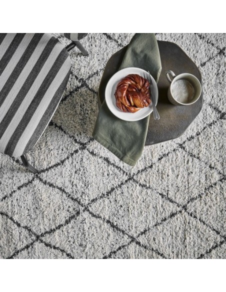 Alfombra HDCRUZ 200x140 cm, Blanco Roto / Negro - House Doctor