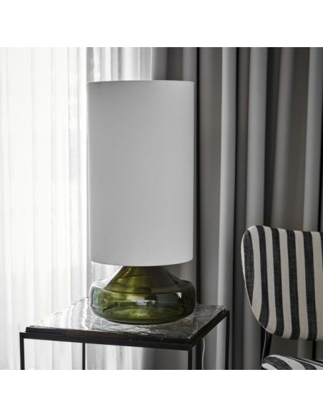 Lámpara de Mesa HDMATTE, Cristal Verde / Textil Blanco - House Doctor