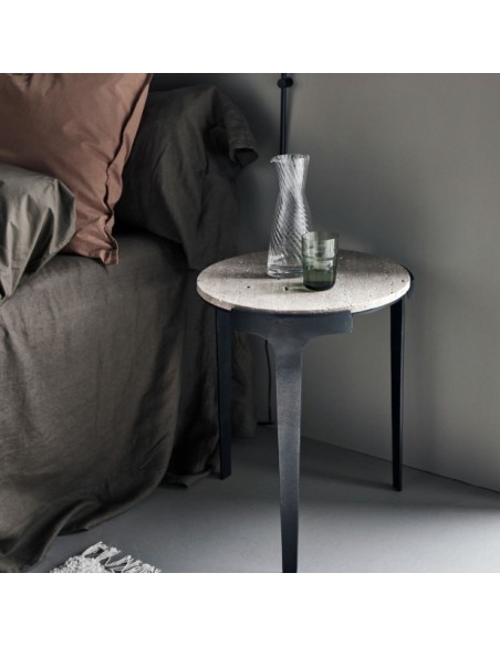 Mesa Auxiliar HDFULA, Piedra Gris / Metal Negro - House Doctor