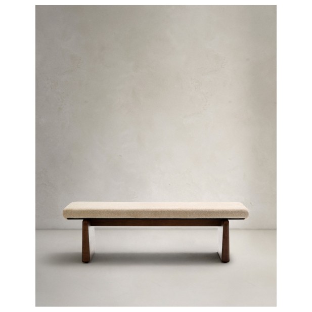 Banco Topaz de chenilla beige y... Banco Topaz de chenilla beige y...