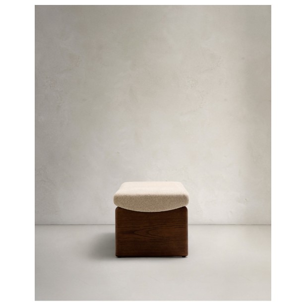 Banco Topaz de chenilla beige y... Banco Topaz de chenilla beige y...