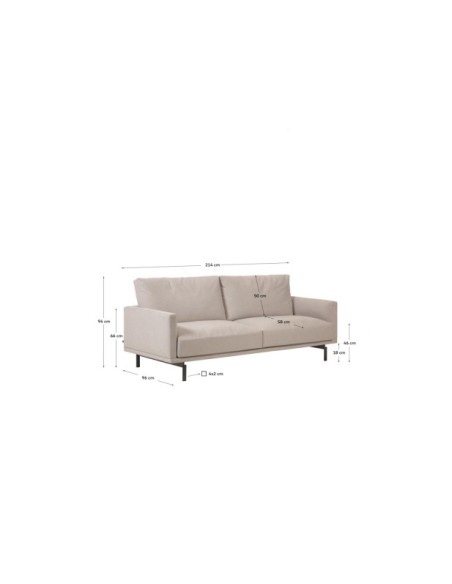 Sofá Galene 3 plazas beige 214 cm - Kave Home