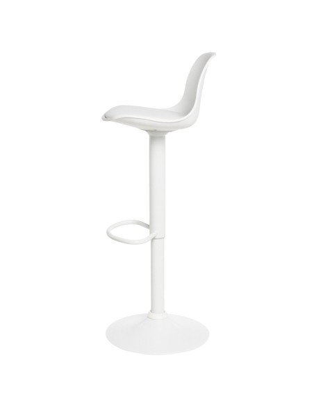 Taburete Alto Regulable EMIL 62/82 cm, Metal / PU Blanco