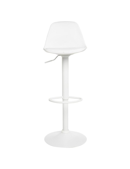 Taburete Alto Regulable EMIL 62/82 cm, Metal / PU Blanco - Vackart