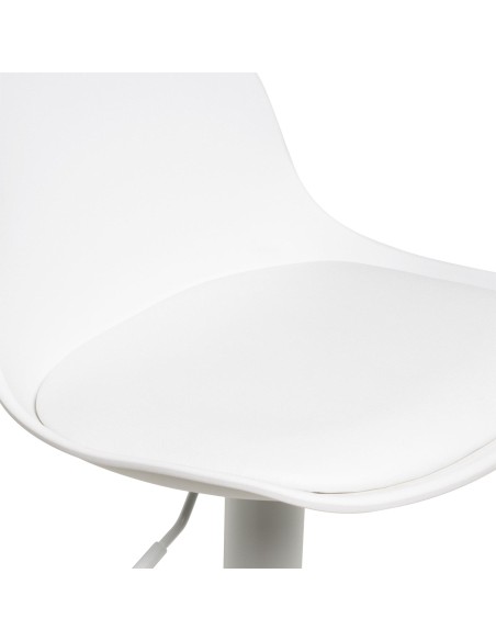 Taburete Alto Regulable EMIL 62/82 cm, Metal / PU Blanco