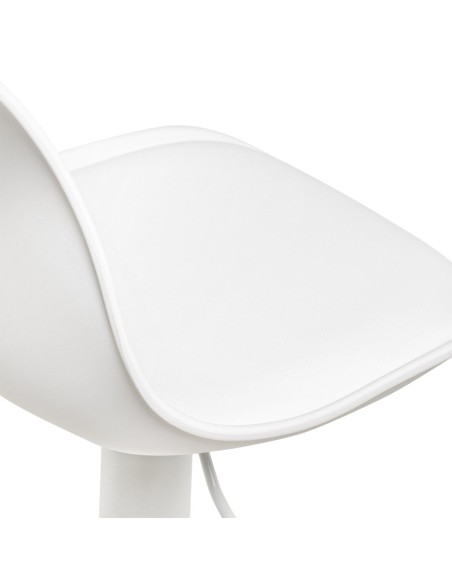 Taburete Alto Regulable EMIL 62/82 cm, Metal / PU Blanco