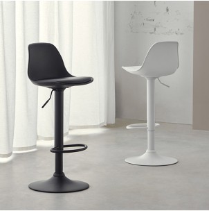 Taburete Alto Regulable EMIL 62/82 cm, Metal / PU Blanco - Vackart 2