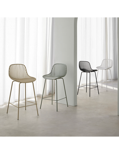 Taburete Alto SKÅL 70 cm, Metal / Polipropileno Beige