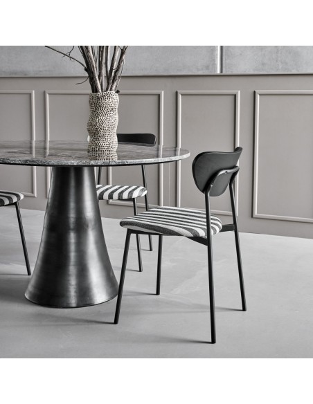 Set 2 Sillas MUST, Madera Negra / Metal / Textil Blanco Roto - House Doctor