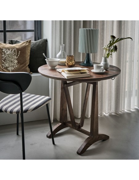 Mesa HDWINE Ø80 cm, Mango Natural / Metal - House Doctor