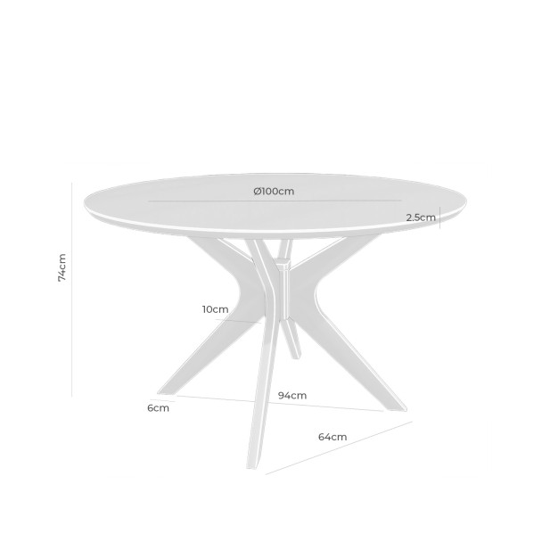 Mesa NORDAK Ø100 cm de Comedor, Roble