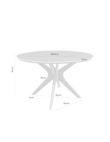 Mesa NORDAK Ø100 cm de Comedor, Roble