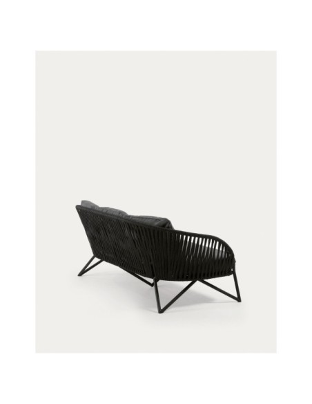 Sofá Branzie 3 plazas de cuerda negro 180 cm - Kave Home