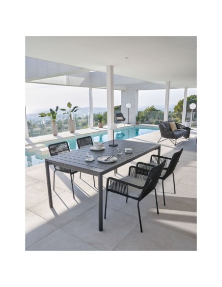 Sofá Branzie 3 plazas de cuerda negro 180 cm - Kave Home