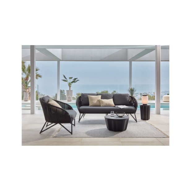 Sofá Branzie 3 plazas de cuerda negro... Sofá Branzie 3 plazas de cuerda negro...