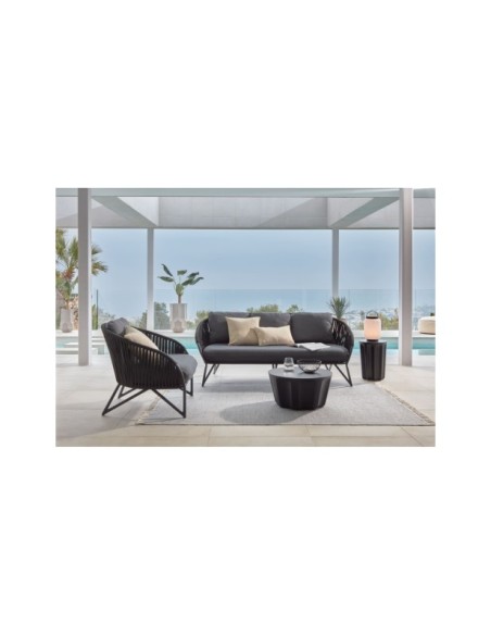 Sofá Branzie 3 plazas de cuerda negro 180 cm - Kave Home