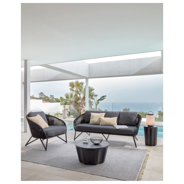 Sofá Branzie 3 plazas de cuerda negro... Sofá Branzie 3 plazas de cuerda negro...