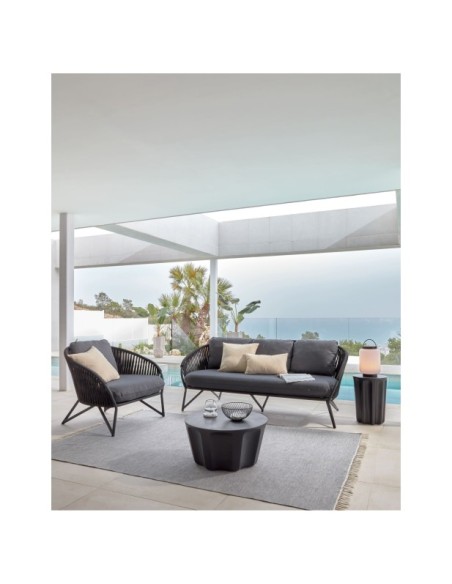 Sofá Branzie 3 plazas de cuerda negro 180 cm - Kave Home