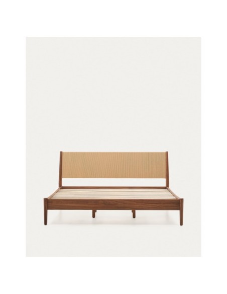 Cama Elan de chapa y madera maciza de nogal con cuerda 180 x 200 cm FSC Mix Credit - Kave Home