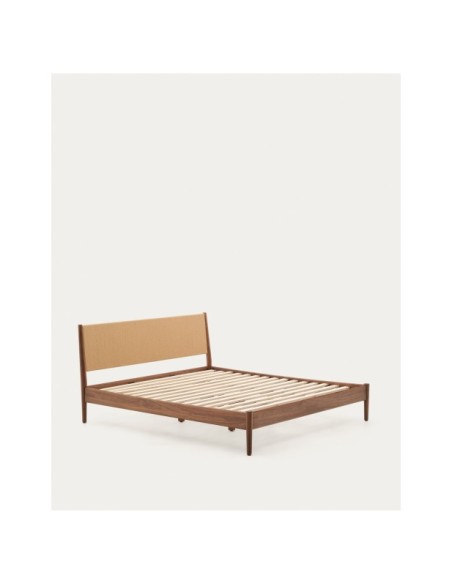 Cama Elan de chapa y madera maciza de nogal con cuerda 180 x 200 cm FSC Mix Credit - Kave Home