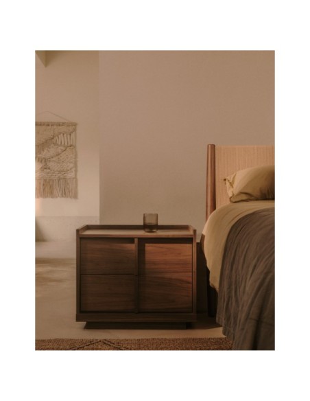 Cama Elan de chapa y madera maciza de nogal con cuerda 180 x 200 cm FSC Mix Credit - Kave Home